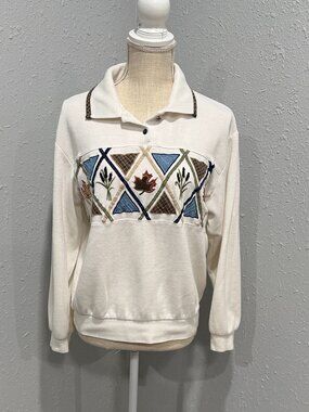 Vintage Koret City Blues Polo Pullover Sweater Fall Cottagecore Size Small